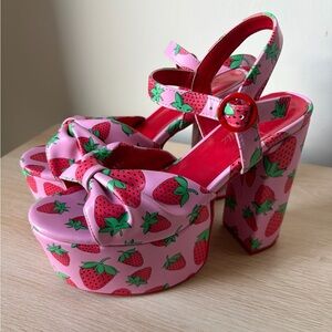 Sugar Thrillz x Dolls Kill Strawberry Fields Platform Pumps Pink 8